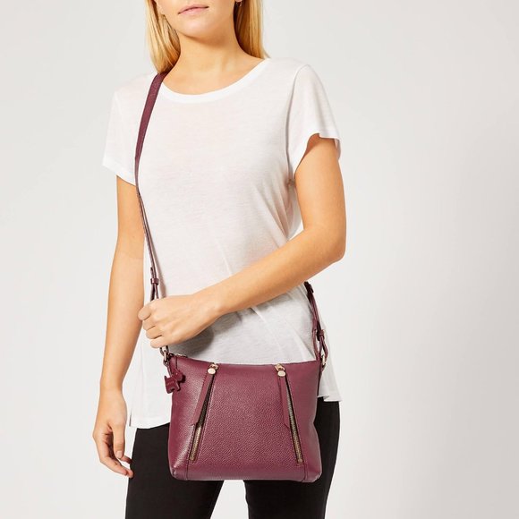 RADLEY Fountain Road leather medium women's crossbody + Dust bag WINE/BURGUNDY - Picture 9 of 9